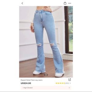 SHEIN, Flare-Leg Light-Wash Jeans, size 6, never worn, washed once